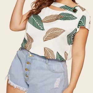 Plus leaf print blouse